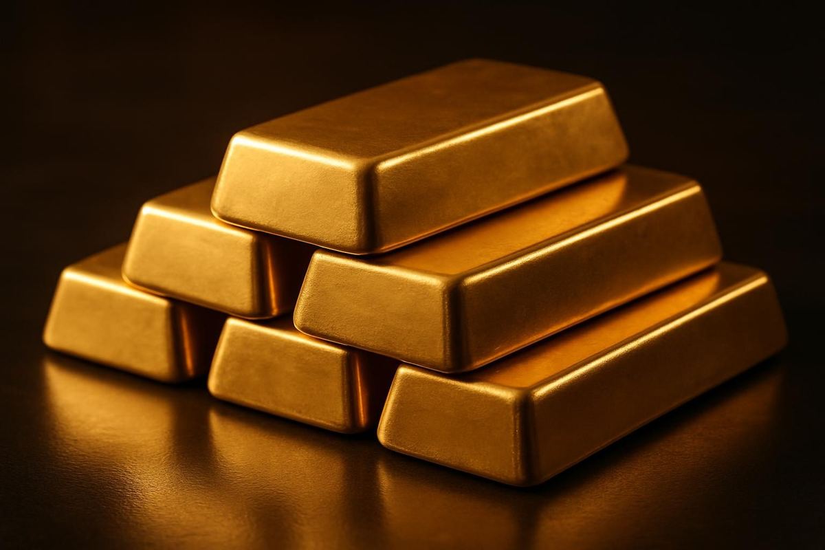 Stacked gold bullion bars