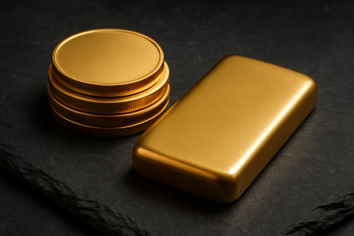 Gold coins beside retirement paperwork