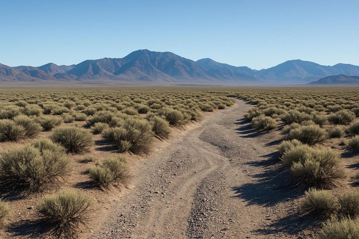 A dry desert canyon mouth south of the Osceola townsite